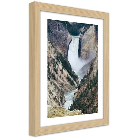 Quadro con cornice, Grande cascata in montagna - 40x60