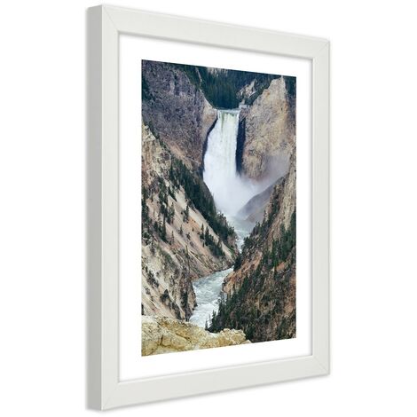 Quadro con cornice, Grande cascata in montagna - 60x90