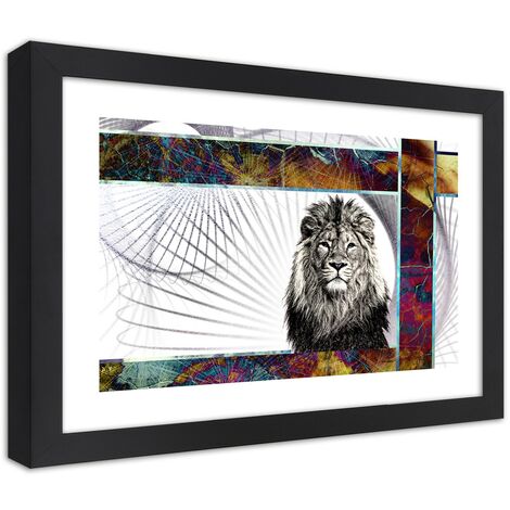 Quadro con cornice, Leone maestoso - 30x20