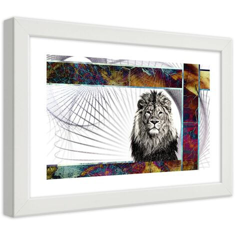 Quadro con cornice, Leone maestoso - 45x30