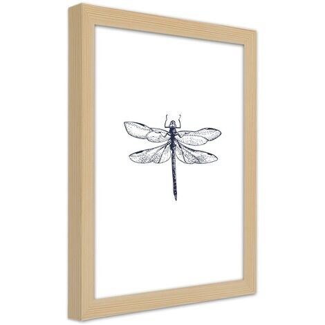 Quadro con cornice, Libellula disegnata - 30x45