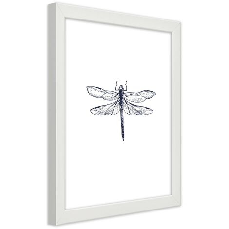 Quadro con cornice, Libellula disegnata - 40x60