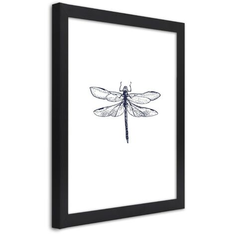 Quadro con cornice, Libellula disegnata - 40x60