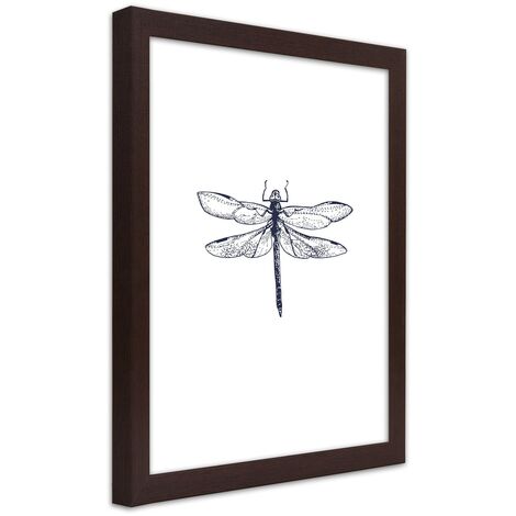 Quadro con cornice, Libellula disegnata - 60x90