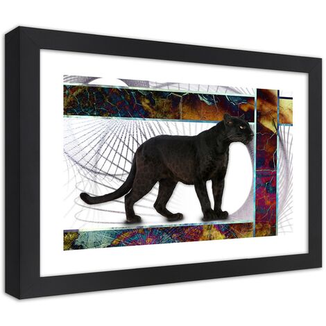 Quadro con cornice, Pantera vigile - 100x70