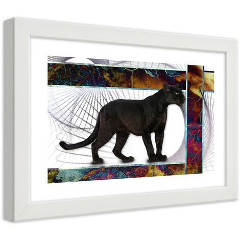 Quadro con cornice, Pantera vigile - 30x20