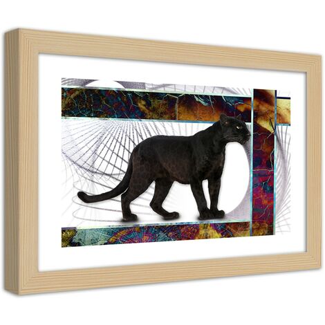Quadro con cornice, Pantera vigile - 60x40