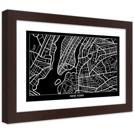 Quadro con cornice, Piano di New York - 45x30
