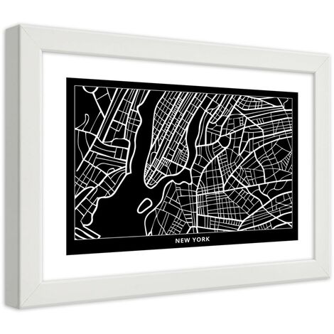 Quadro con cornice, Piano di New York - 60x40