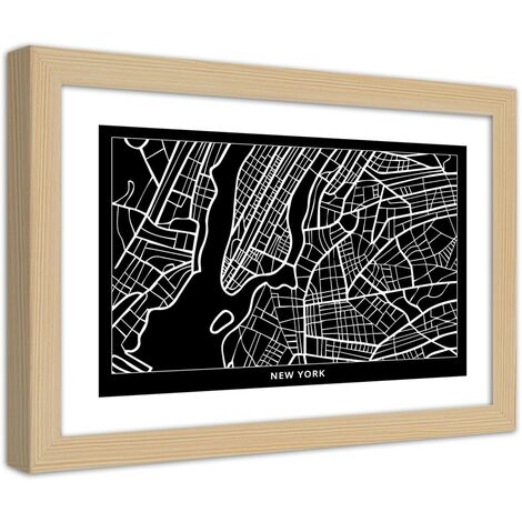 Quadro con cornice, Piano di New York - 90x60