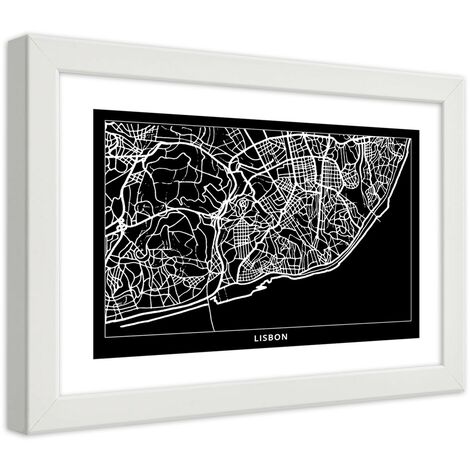 Quadro con cornice, Piano regolatore di Lisbona - 100x70