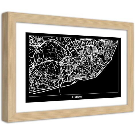 Quadro con cornice, Piano regolatore di Lisbona - 30x20
