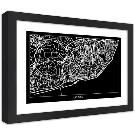 Quadro con cornice, Piano regolatore di Lisbona - 60x40