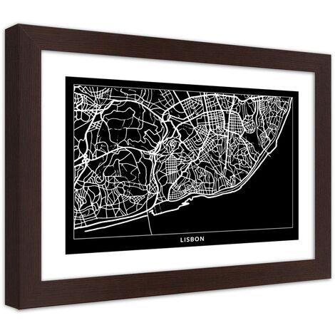 Quadro con cornice, Piano regolatore di Lisbona - 60x40