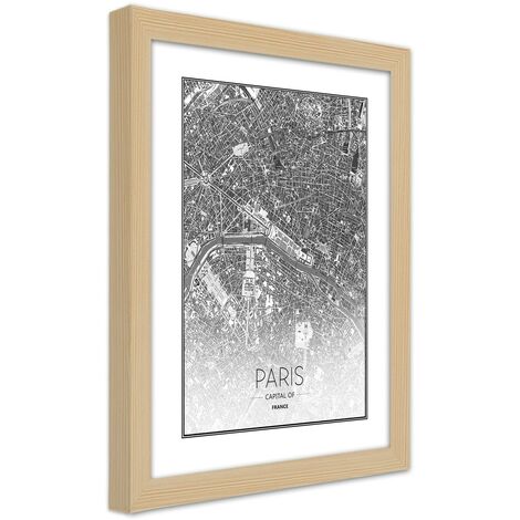 Quadro con cornice, Piano regolatore di Parigi - 70x100