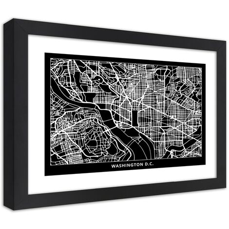 Quadro con cornice, Pianta della città  di Washington - 100x70
