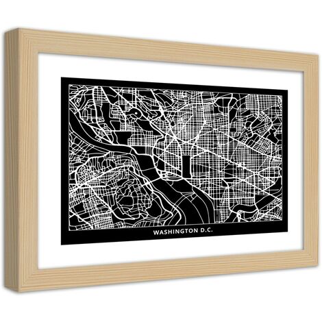 Quadro con cornice, Pianta della città  di Washington - 45x30