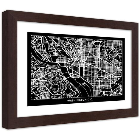 Quadro con cornice, Pianta della città  di Washington - 60x40