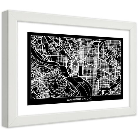 Quadro con cornice, Pianta della città  di Washington - 60x40