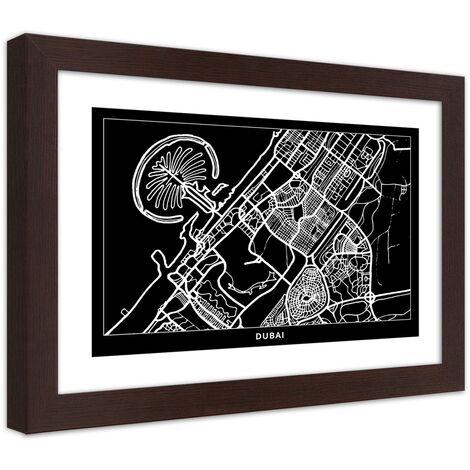Quadro con cornice, Pianta della città  Dubai - 45x30