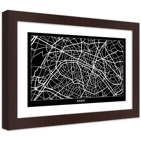 Quadro con cornice, Pianta della città  Parigi - 60x40