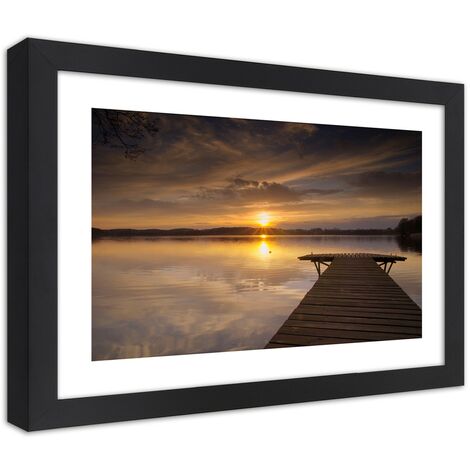 Quadro con cornice, Ponte su un lago - 60x40
