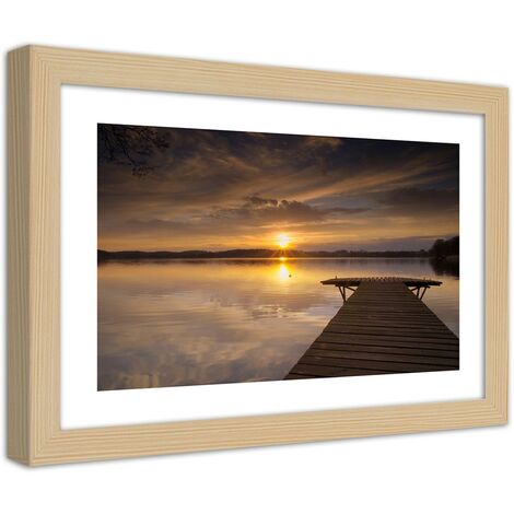 Quadro con cornice, Ponte su un lago - 90x60