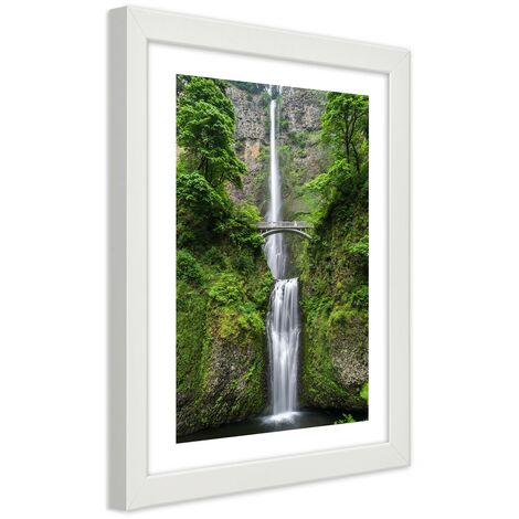 Quadro con cornice, Ponte su una cascata - 40x60