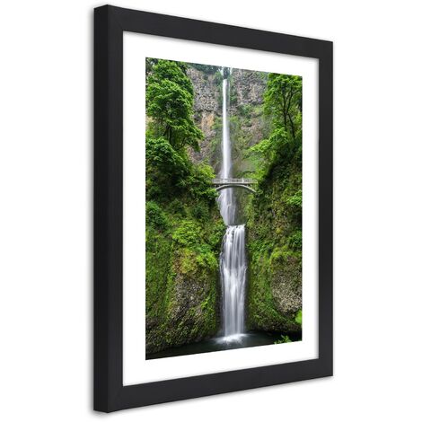 Quadro con cornice, Ponte su una cascata - 40x60