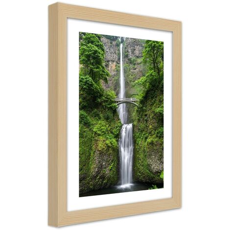 Quadro con cornice, Ponte su una cascata - 60x90