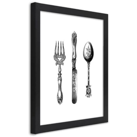 Quadro con cornice, Posate rustiche - 60x90