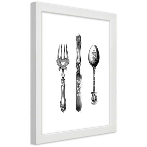 Quadro con cornice, Posate rustiche - 60x90