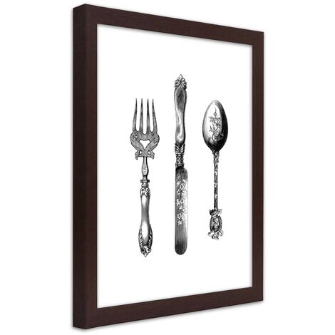 Quadro con cornice, Posate rustiche - 70x100