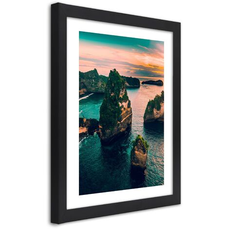 Quadro con cornice, Rocce in un oceano turchese - 20x30