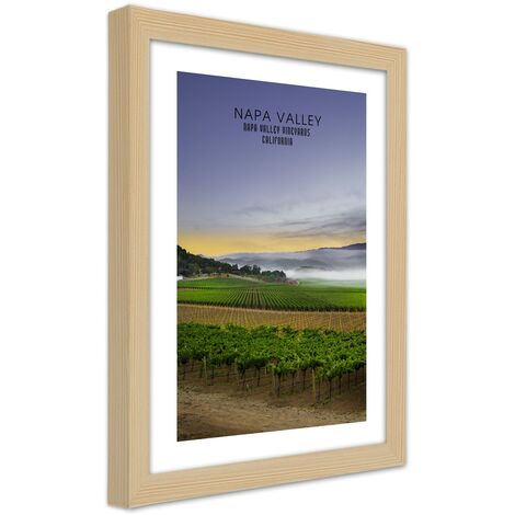 Quadro con cornice, Sera sulla Napa Valley - 30x45