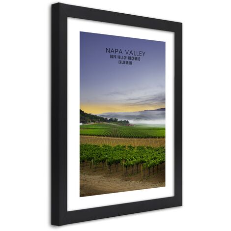Quadro con cornice, Sera sulla Napa Valley - 60x90