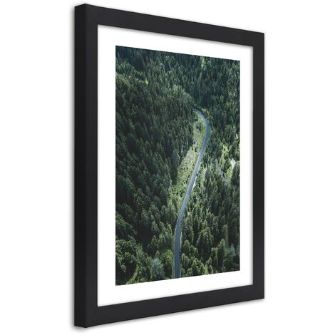 Quadro con cornice, Strada nella foresta - 30x45