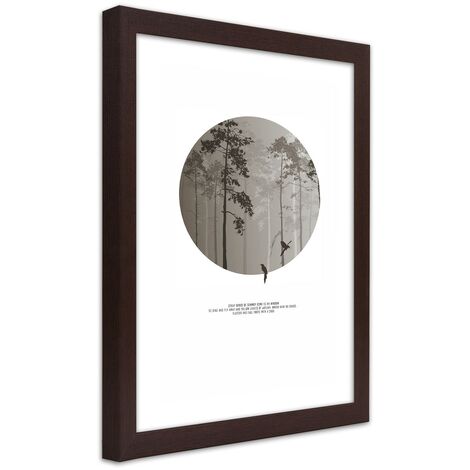 Quadro con cornice, Uccelli nella foresta - 60x90