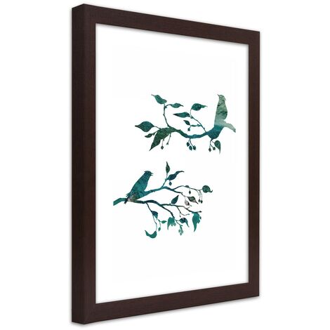 Quadro con cornice, Uccelli su ramoscelli - 20x30
