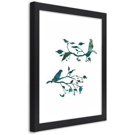 Quadro con cornice, Uccelli su ramoscelli - 70x100