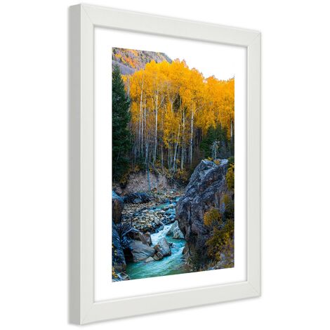 Quadro con cornice, Un ruscello nella foresta - 20x30