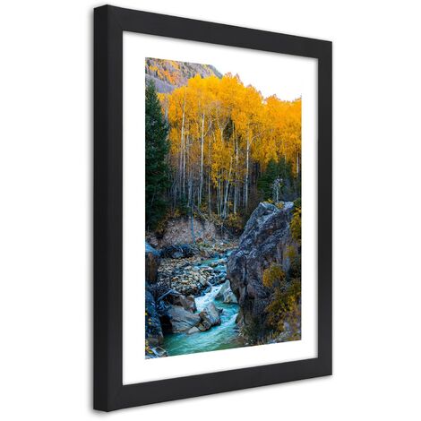 Quadro con cornice, Un ruscello nella foresta - 40x60