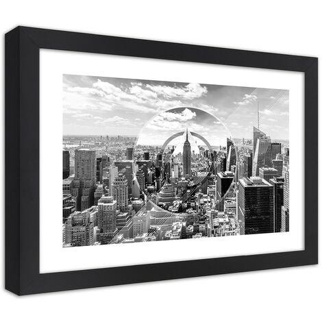 Quadro con cornice, Vista sui grattacieli - 100x70