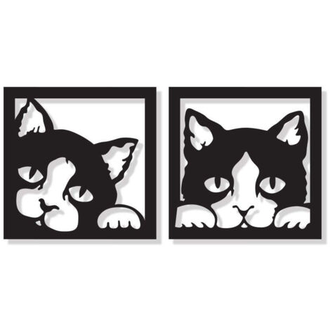 Quadro Coppia di Gatti Neri traforato Cat's 48 x 96 cm - Colore: nero