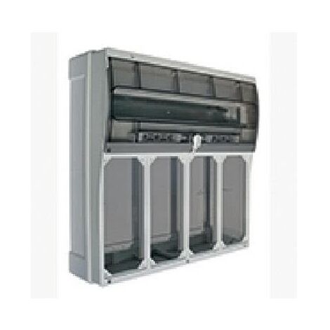 Quadro Da Parete Con Portella Trasparente 22 Moduli Din Per 4 Prese Interbloccate Ip66