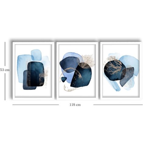 Quadro da parete in MDF con cornice Painting Navy Blu Blu Mink Bianco