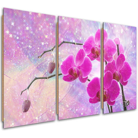 Quadro deco panel 3 paneli, Astrazione orchidea essenziale - 120x80