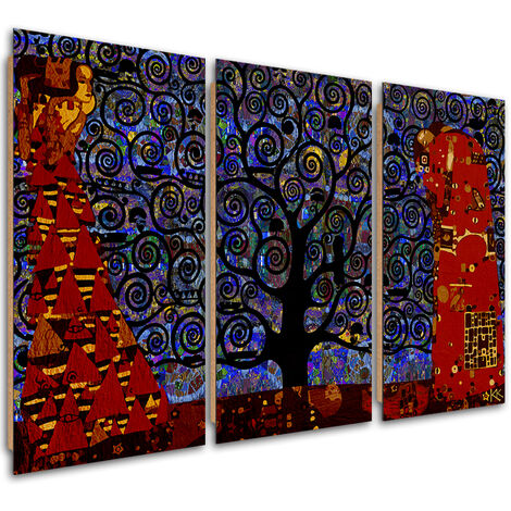 Quadro deco panel 3 paneli, Blue Tree of Life Abstraction - 120x80
