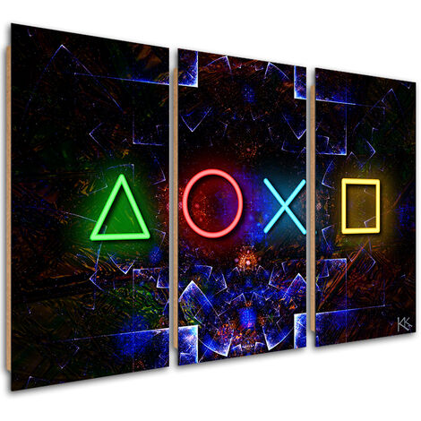 Quadro deco panel 3 paneli, Console di gioco - 150x100