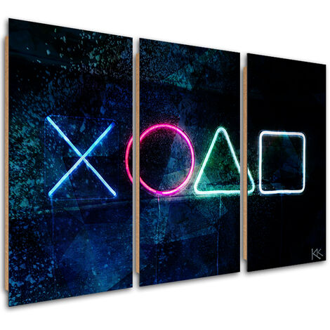 Quadro deco panel 3 paneli, Console di gioco - 150x100